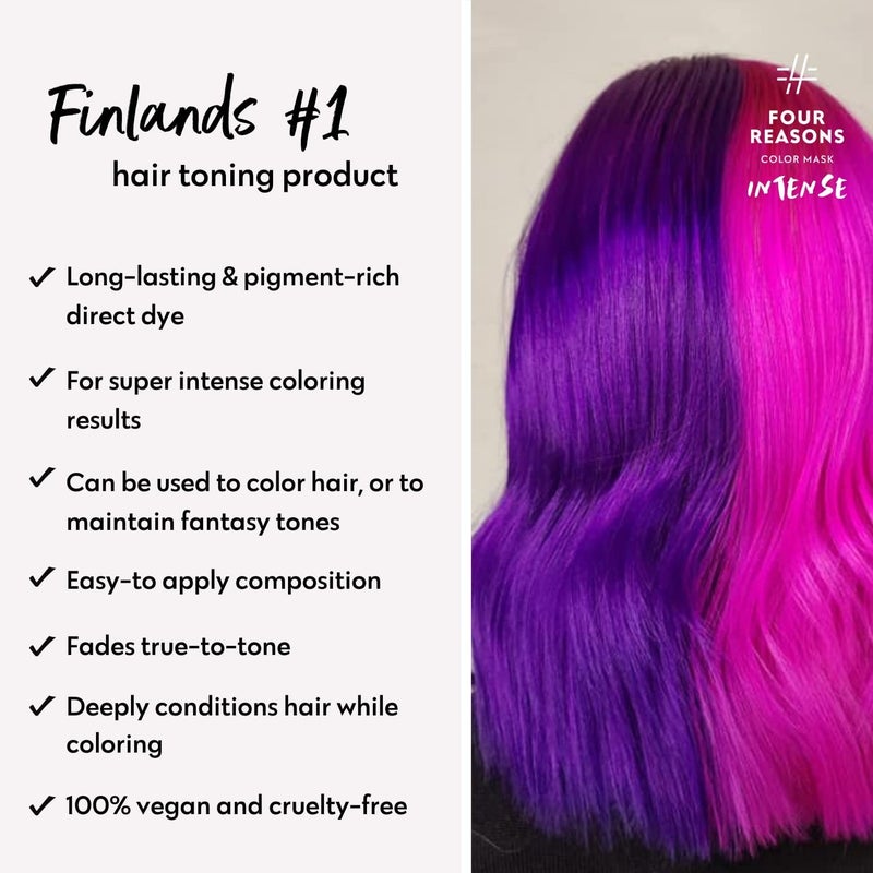 Four Reasons Color Mask INTENSE- Violet â€“ (27 Colors) Intensive Toning Treatment - Color Depositing Conditioner â€“ Semi Permanent Hair Dye for Lightened and Colored Hairâ€“ 100% Vegan, 6.76 fl oz - Image 4