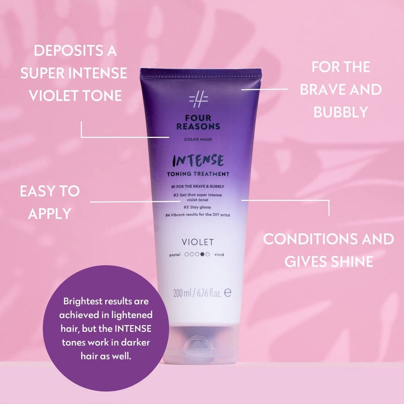 Four Reasons Color Mask INTENSE- Violet â€“ (27 Colors) Intensive Toning Treatment - Color Depositing Conditioner â€“ Semi Permanent Hair Dye for Lightened and Colored Hairâ€“ 100% Vegan, 6.76 fl oz - Image 3
