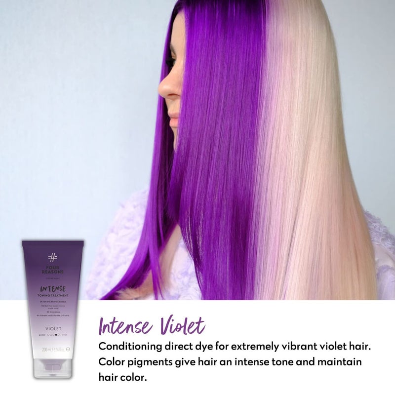 Four Reasons Color Mask INTENSE- Violet â€“ (27 Colors) Intensive Toning Treatment - Color Depositing Conditioner â€“ Semi Permanent Hair Dye for Lightened and Colored Hairâ€“ 100% Vegan, 6.76 fl oz - Image 2
