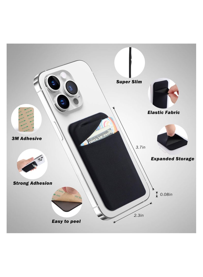 SYOSI Cell Phone Card Holder Pocket, 3Pack for Back of Phone,Stretchy Stick on Wallet Credit Card ID Case Pouch Sleeve Self Adhesive Sticker with Flap for iPhone Samsung Galaxy-2Black+1Navy Blue - Image 5