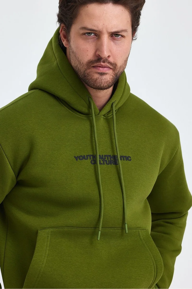 Cool Tarz Cool Style Men's Front and Back Printed 3 Thread Raised Hooded Sweatshirt