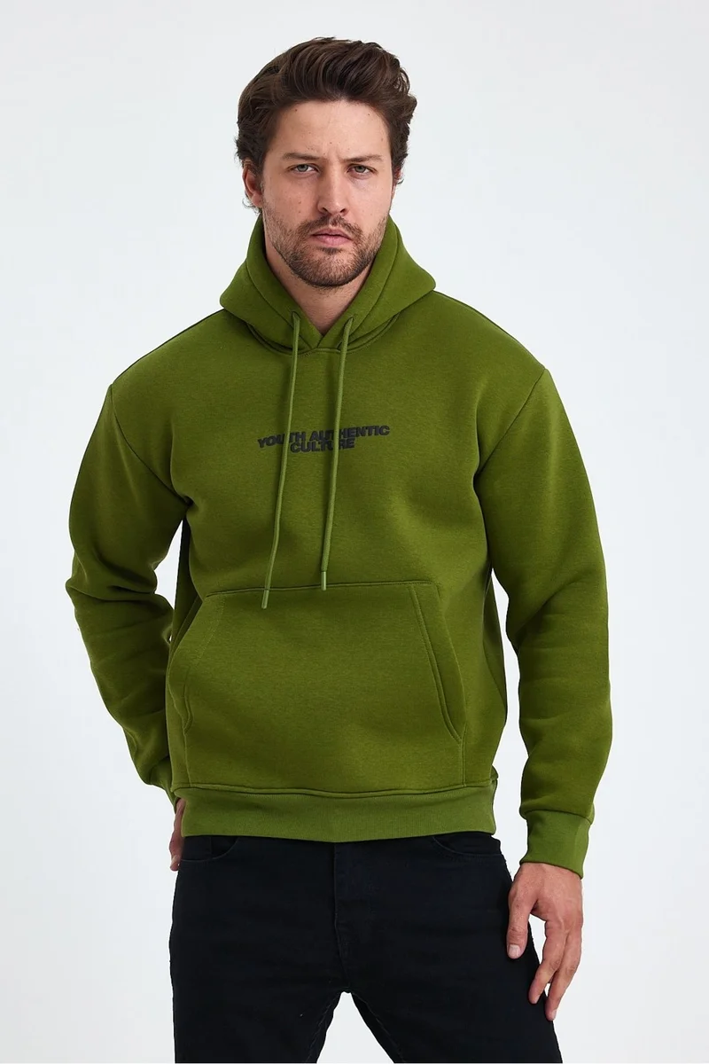Cool Tarz Cool Style Men's Front and Back Printed 3 Thread Raised Hooded Sweatshirt