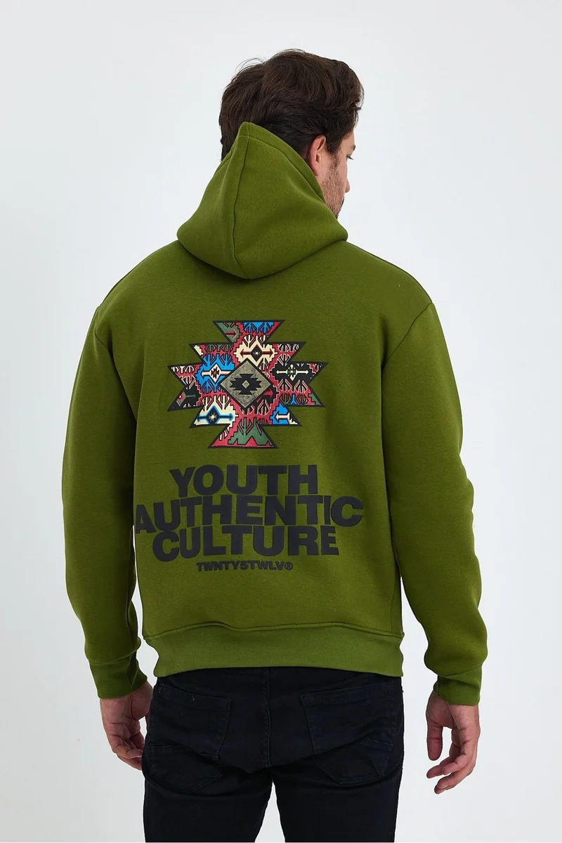 Cool Tarz Cool Style Men's Front and Back Printed 3 Thread Raised Hooded Sweatshirt