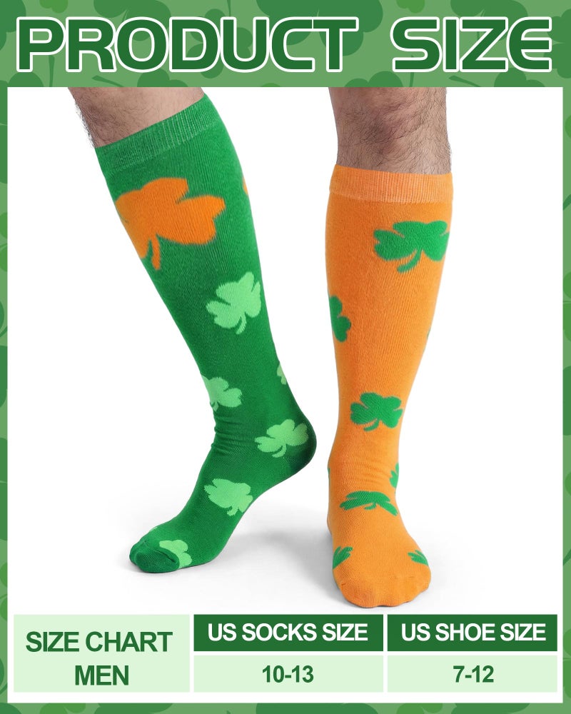Skicuff 4 Pairs St. Patrick's Day Socks for Men Women Novelty Green Shamrock Cotton Calf Socks for Parade Party Accessories - Image 5
