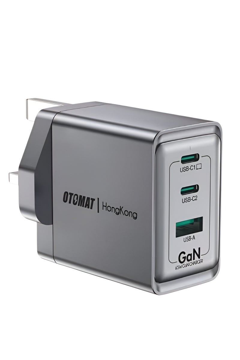 OTOMAT 65W GaN Fast Charging Charger Head with 2 PD Ports and 1 USB Port - Image 1