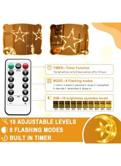 Necomi Led String Lights 11.4Ft Led Fairy Curtain Stars Moon Lights 8 Mode Window Lights Waterproof Ramadan Diwali Home Wedding Party New Year Decoration Remote Control Warm White  - Image 2
