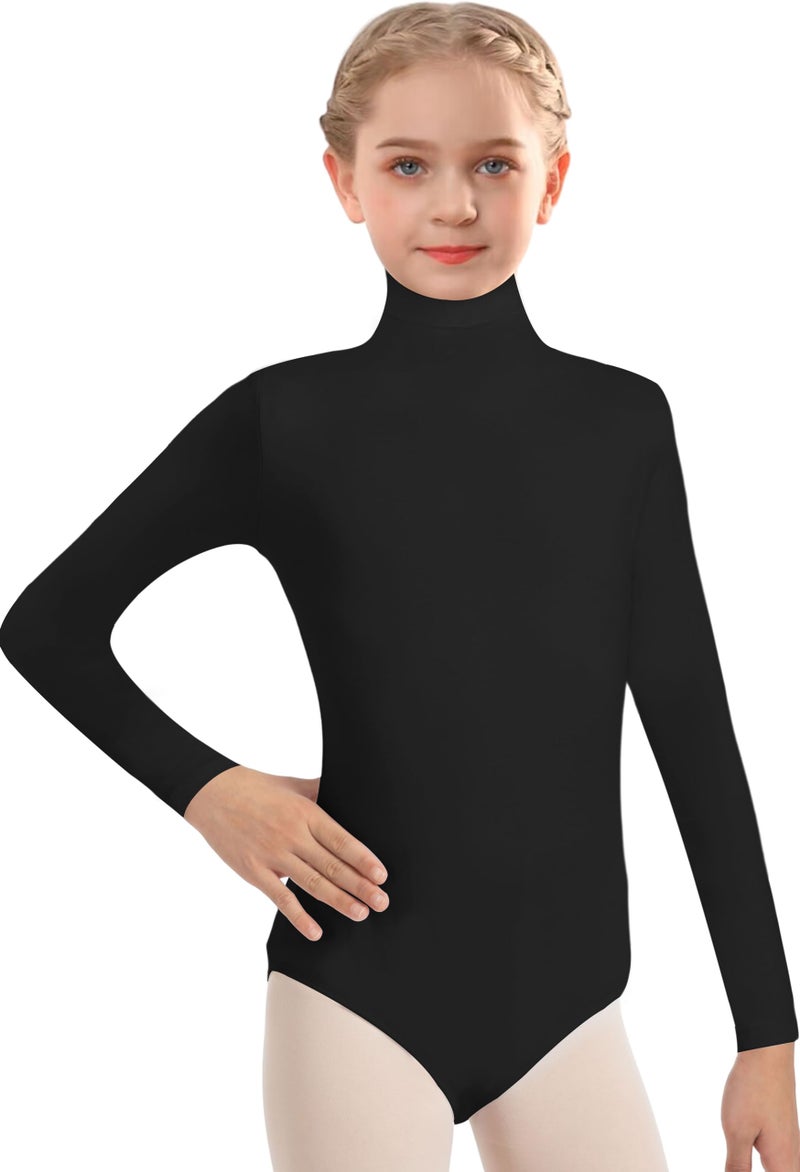DANSHOW Girlsâ€™ Team Basic Turtleneck Long Sleeve Dacne Leotard (Front Lining,Zipper Back)(23837-M-06) - Image 1