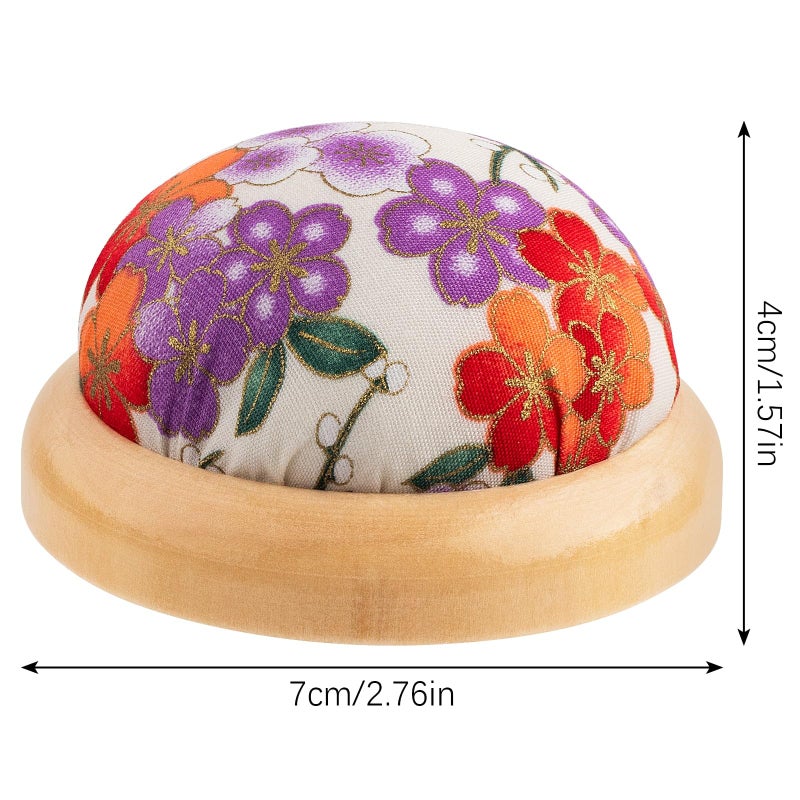 Rolybag Pin Cushion, Wooden Base Needle Pincushions Japanese Style Round Pin Cushion for Sewing Needle Holders or DIY Crafts (Japanese Style 1) - Image 3