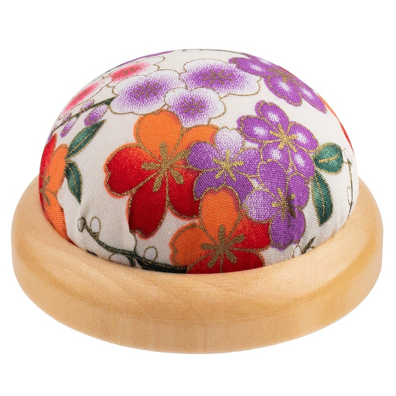 Rolybag Pin Cushion, Wooden Base Needle Pincushions Japanese Style Round Pin Cushion for Sewing Needle Holders or DIY Crafts (Japanese Style 1) - Image 1