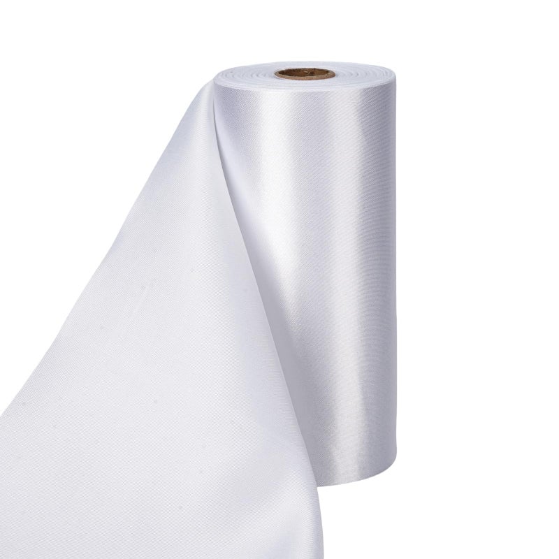 White Satin Ribbon 6 Inch Continuous 27 Yardsroll Solid Wide Ribbon for Chair Sashes Party Decor Cutting Ceremony Grand Opening Car Big Bows Wedding