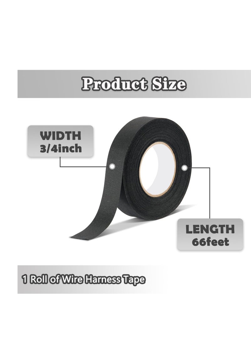 SYOSI 2 Pcs Wire Harness Tape, Wire Loom Tape High Temp Wiring Loom Harness Electrical Tape Self-Adhesive Felt Cloth Electric Tape Black for Automotive Engine Electrical Wrap Cable Fixed 20 Meters - Image 3