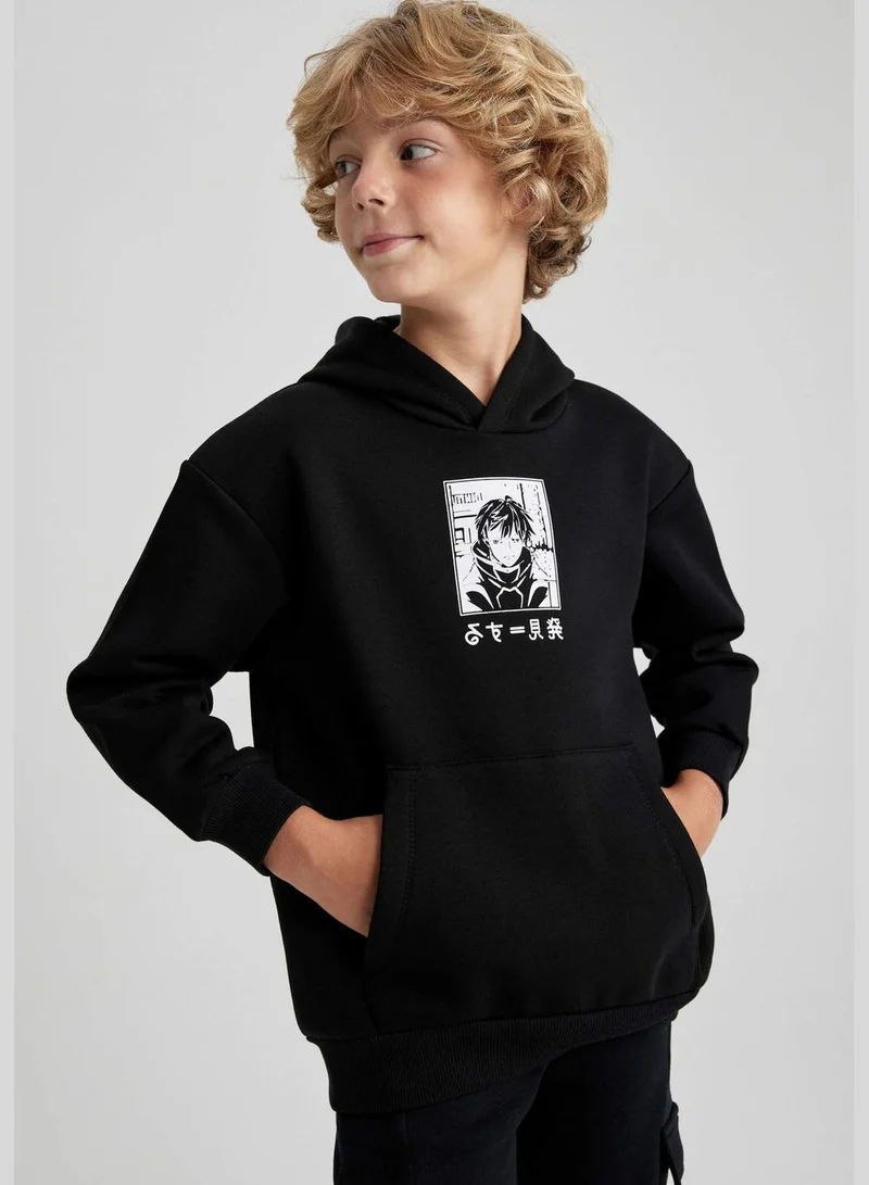DeFacto Boy Oversize Fit Hooded Long Sleeve Sweatshirt