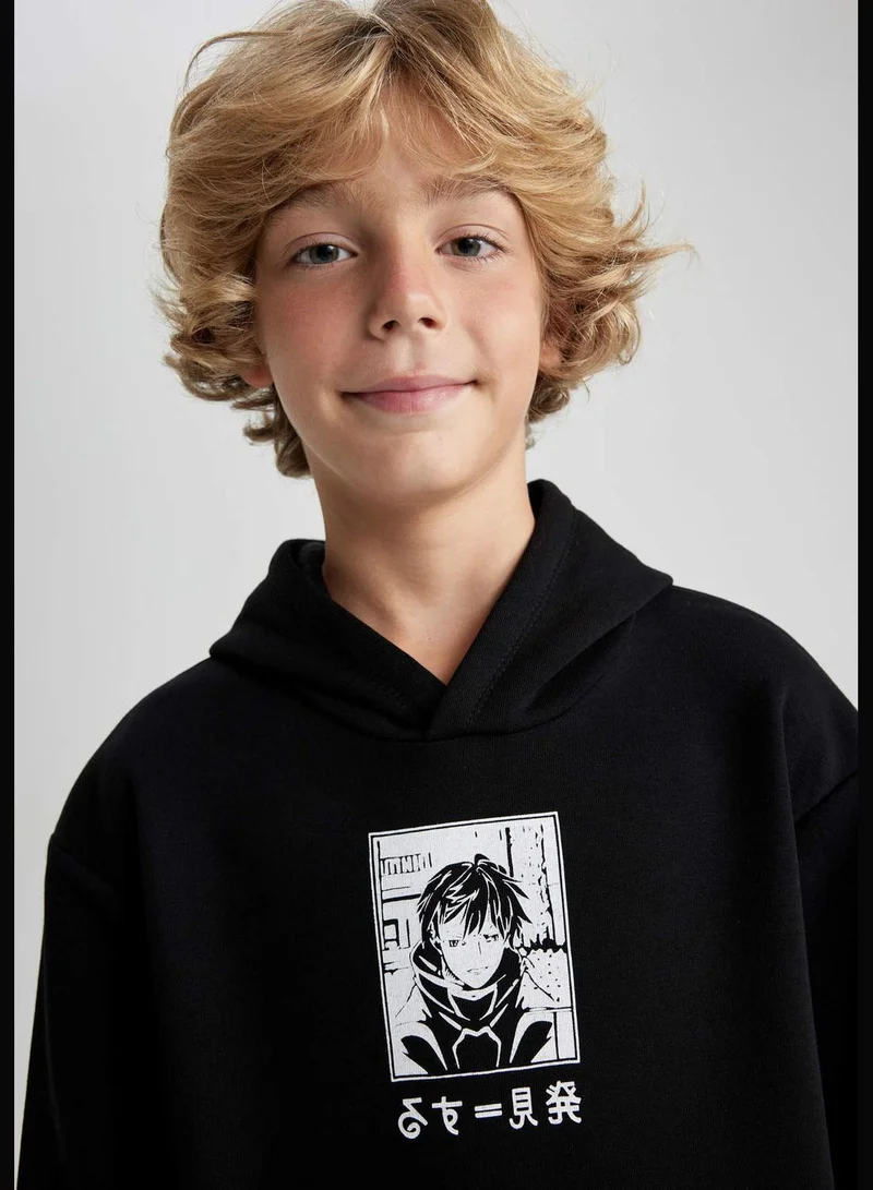 DeFacto Boy Oversize Fit Hooded Long Sleeve Sweatshirt