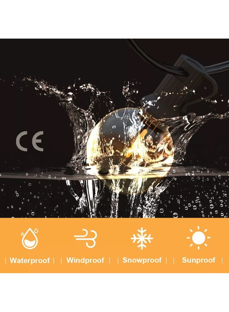 ماركة غير محددة سلسلة مصابيح LED بطول 7.5 متر مع 25 لمبة G40. مانعة لتسرب الماء ودائم. مع خطافات معلقة وروابط قابلة للتمديد. أضواء زينة رمضان والعيد.  - Image 4