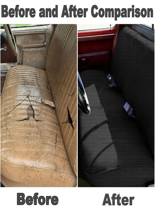 runfider Stretch Truck Seat Cover for Ford for Chevrolet for Dodge & Full Size Pickup Trucks, Plush Corduroy Front Bench Seat Protector with Side Pockets - Black - Image 3