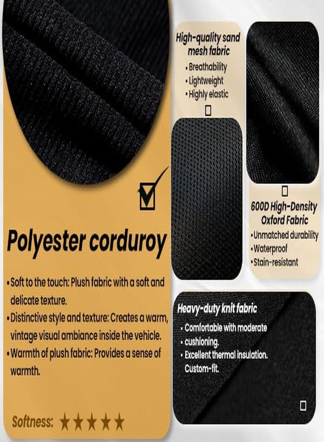 runfider Stretch Truck Seat Cover for Ford for Chevrolet for Dodge & Full Size Pickup Trucks, Plush Corduroy Front Bench Seat Protector with Side Pockets - Black - Image 4