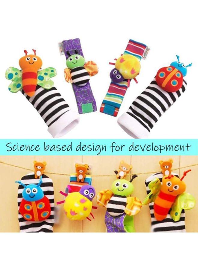 NIBEMINENT Top-Quality Material 4-Piece Infant Socks And Wrist Rattles Toy Set For Kids - Image 4