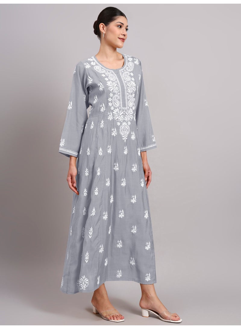 الايا جلابية شانديري مطرزة باليد شيكانكاري - Image 5