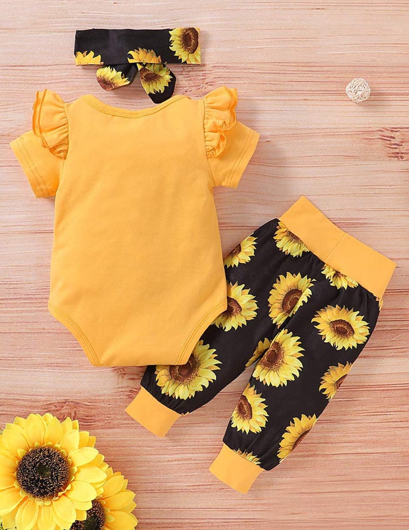 Yvowming 6-12 Month Girl clothes Infant New Born Clothes Baby Girl Romper Sunflower Pants Summer Outfits Cute Baby Clothes for Girls - Image 4