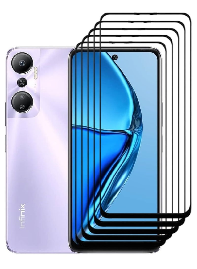 AINA 5 Pieces Tempered Glass Screen Protector 5D Designed For Infinix Hot 20 Full Glue Edge to Edge Full Screen Coverage And Bubble Free - Image 1
