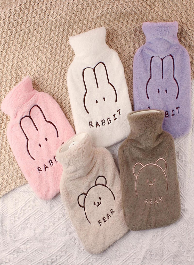 GGOOT Hot Water Bottle with Luxury Cosy Plush Cover, 1L PVC Hot Water Bag Portable for Neck, Back, Shoulder Pain and Hand Feet Warmer, Menstrual Cramps, Hot Compress and ColdTh-erapy, for Women - Image 1