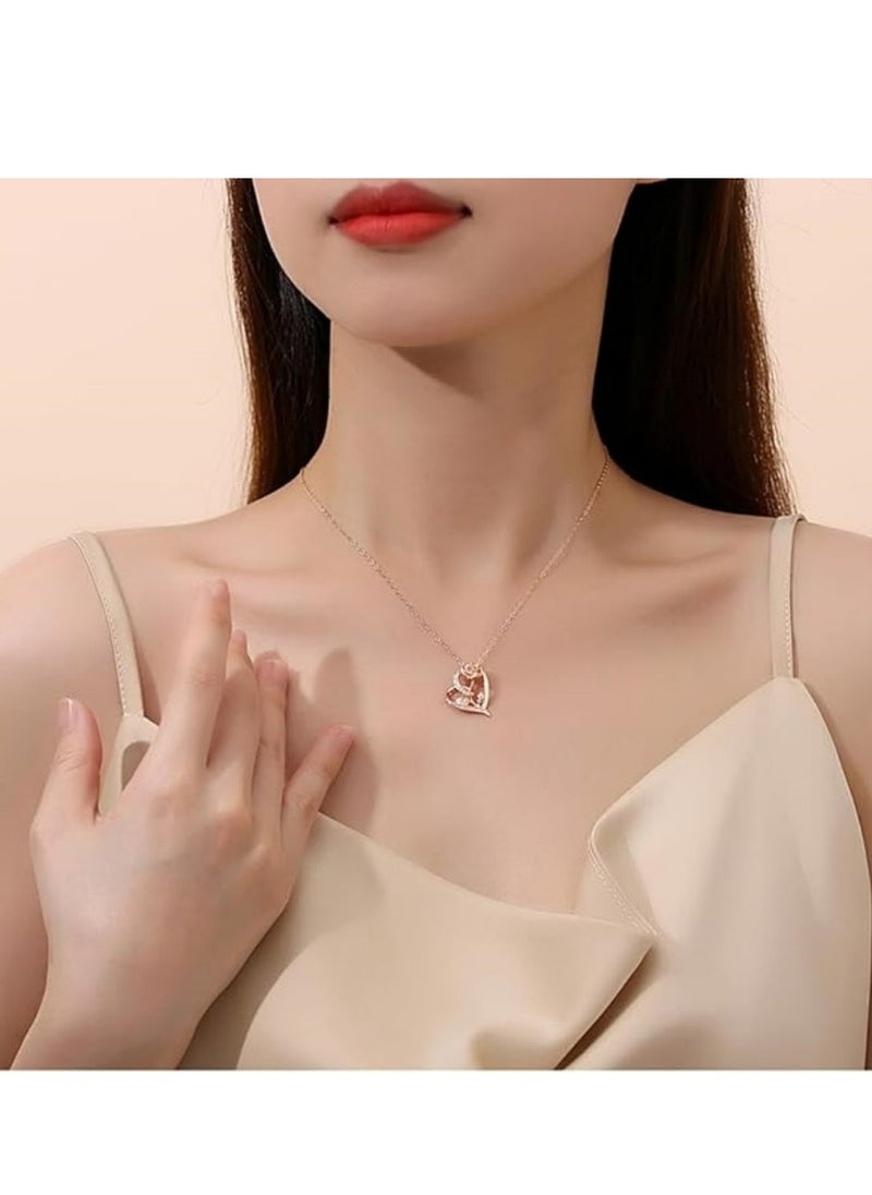 Mike Music - Elegant Rose Gold Plated 925 Sterling Silver Rose Pendant Necklace with Cubic Zirconia Accents - Image 1