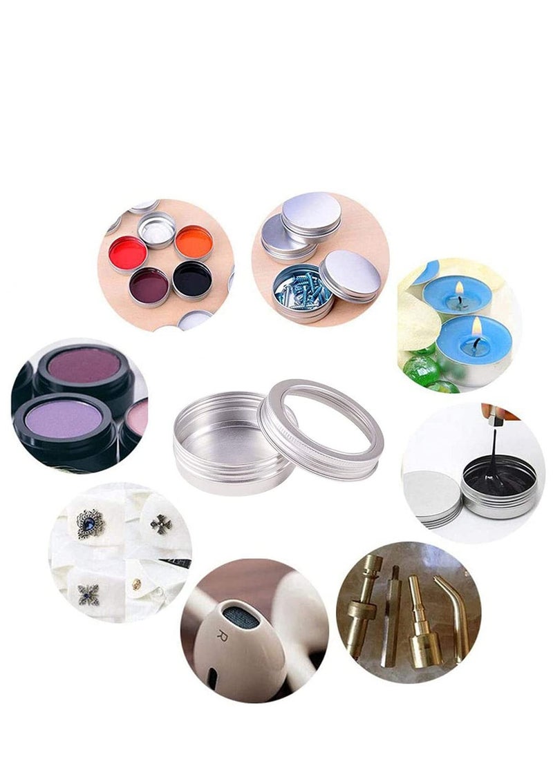 SYOSI - 12 Pack Round Lip Balm Tin Cans Aluminum Cosmetic Sample Containers with Screw Lid with Clear Window - Great for Store Spices, Candies, Tea or Gift Giving (Platinum 2 OZ) - Image 1