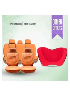 Pistol Combo Offer - Buy Rexine Premium Version Universal Seat Cover Cushion 11 Pcs Set  & PIST0L- Car Seat Neck Pillow Headrest Red 1 Pcs  - Image 1