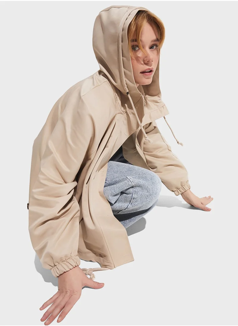 جون Pocket Detail Zip Through Coat