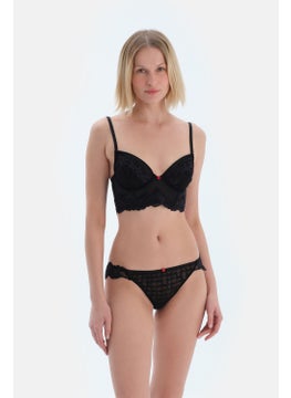 Black Accessory Detailed Lace G-String Panties
