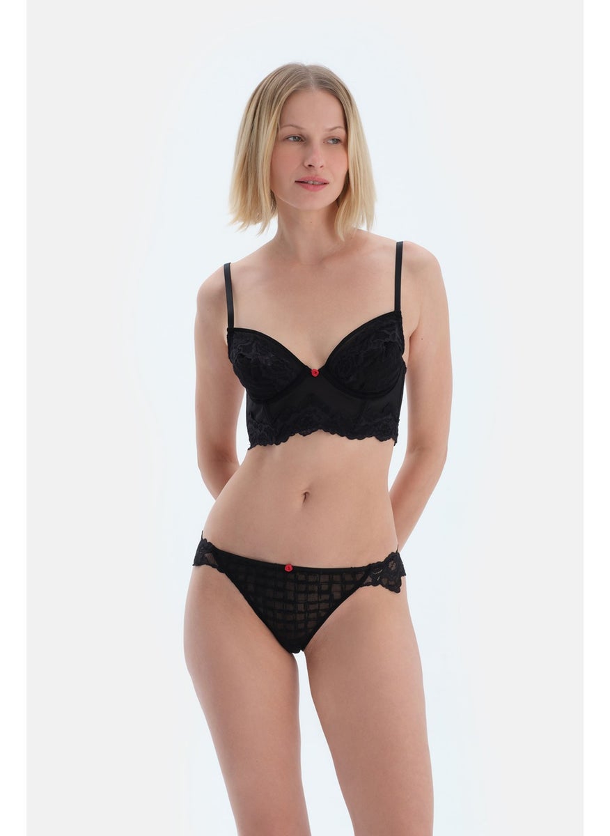 dagi - Black Accessory Detailed Lace G-String Panties - Image 1