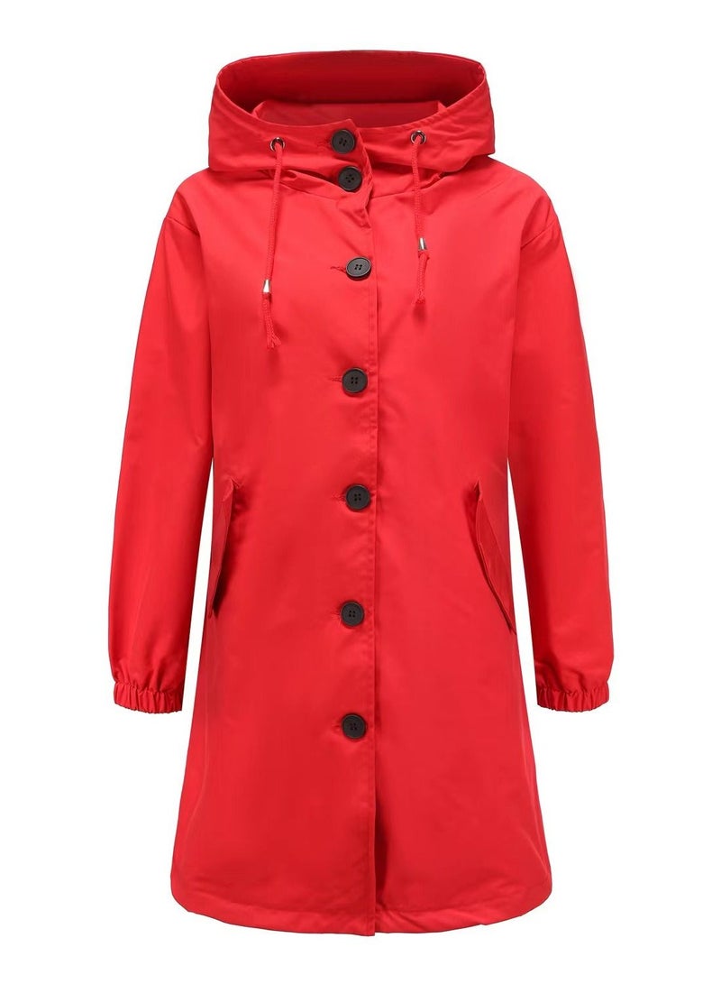Loquat Autumn Winter Women's Hooded Windbreaker Casual Long Coat  - Image 1
