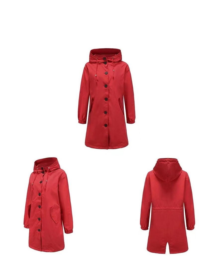 Loquat Autumn Winter Women's Hooded Windbreaker Casual Long Coat  - Image 2