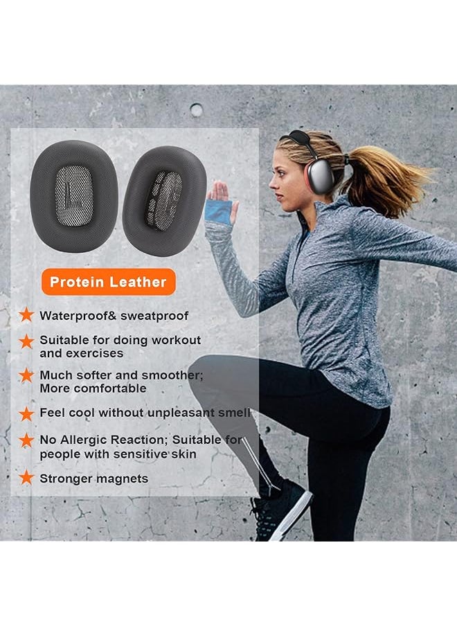 erorex - Ear Cushions For Airpods Max Headphones Earpads Replacement Ear Pad Covers Earmuffs With Protein Leather Memory Foam And Magnet Black - Image 1