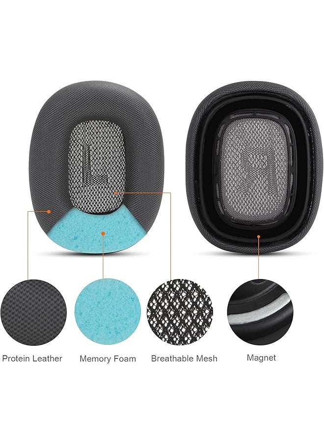 erorex - Ear Cushions For Airpods Max Headphones Earpads Replacement Ear Pad Covers Earmuffs With Protein Leather Memory Foam And Magnet Black - Image 1