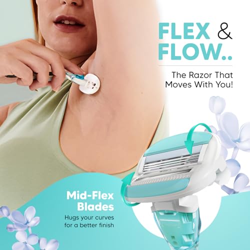 LetsShave Evior 6 Shaving Razor for Women | Mid-Flex Blades & Dual Moisture Bar infused with Aloe vera & Avacado | Smooth & Safe | Full-Body Hair Removal - Bikini, Arms, Legs & Sensitive Areas - Image 3