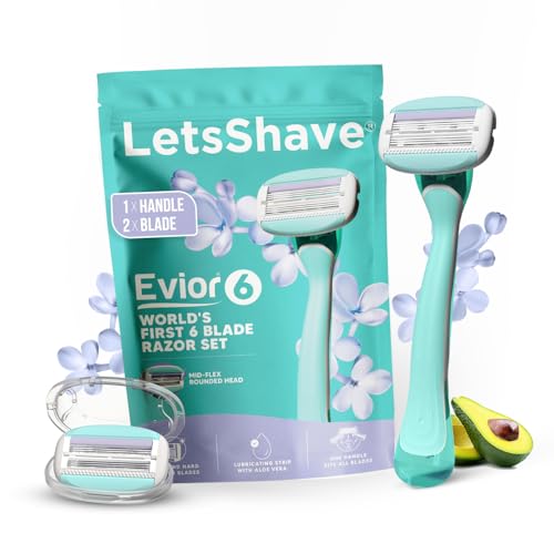 LetsShave Evior 6 Shaving Razor for Women | Mid-Flex Blades & Dual Moisture Bar infused with Aloe vera & Avacado | Smooth & Safe | Full-Body Hair Removal - Bikini, Arms, Legs & Sensitive Areas - Image 1