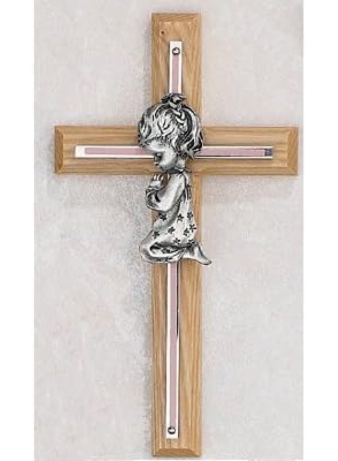 McVan 7" PINK OAK GIRLS WALL CROSS BABY INFANT CHRISTENING BAPTISM SHOWER - Image 2