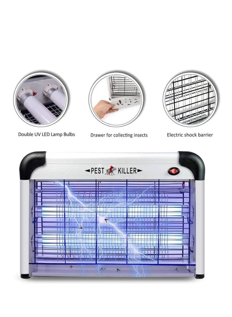 Electric Mosquito Killer Lamp, Fly and Mosquito Killer UV Lamp, Effective and Safe for Indoor and Outdoor Use, Living Room, Bedroom, Kitchen, Garden