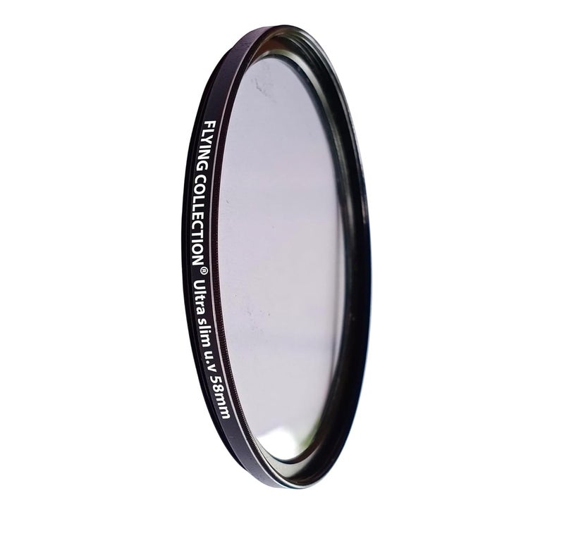 FLYING COLLECTION Camera Lens UV Rays Protection Filter 58 MM -Ultra Slim UV Filter Ring Aluminum Frame,HD/Waterproof Resistant, DSLR Camera Lens, Dust Scratches (58 MM) - Image 1