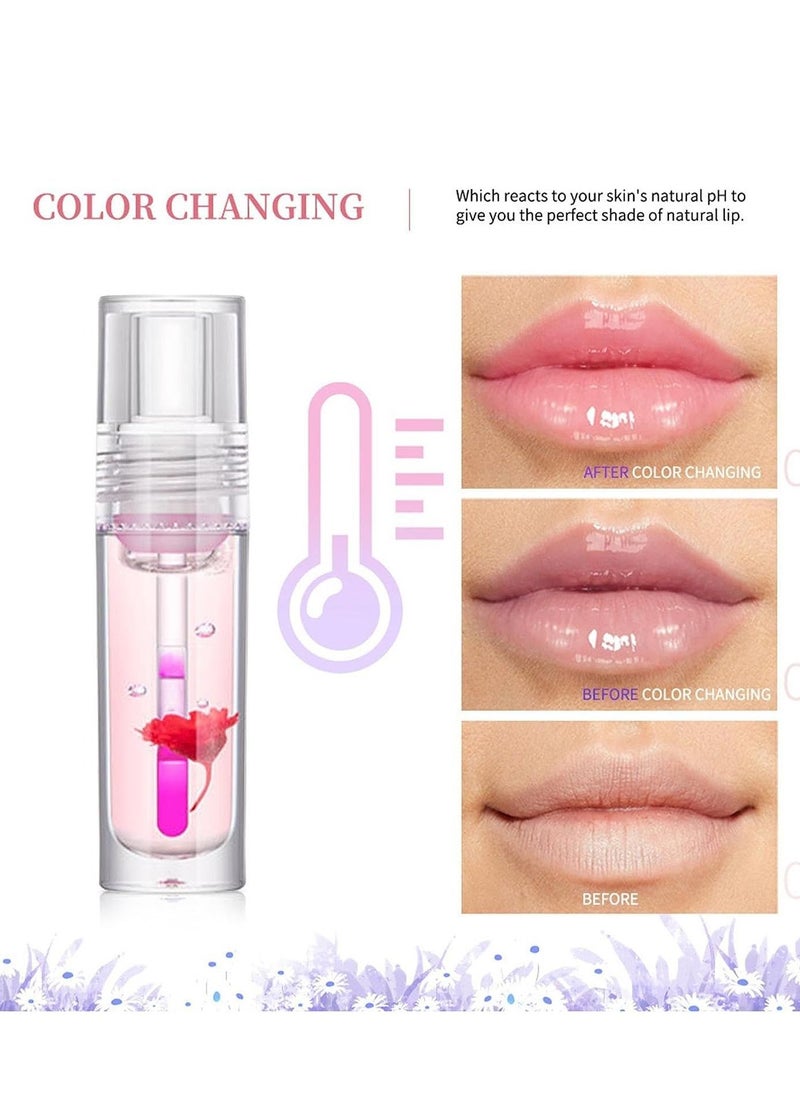 ibcccndc Color Change Lip Gloss Flower Lip Oil Long Lasting Nutritious Lip Balm Lips Moisturizer Magic Temperature Color Change Lip Serum Eliminate Dryness Wrinkles Enhances Plump Gloss  - Image 4