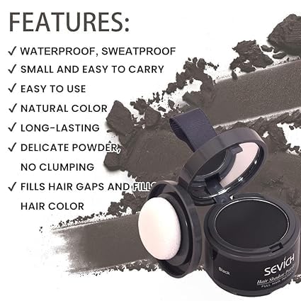 AMGZLE AMGZLE Natural Hairline Powder Hair Shading Sponge Pen Shadow Stick Quick Root Eyebrow Stamp Cover Up Touchup for Men and Women Instantly Conceals loss Bald Spots Instantly Resistant Stain Proof 5g Black - Image 3