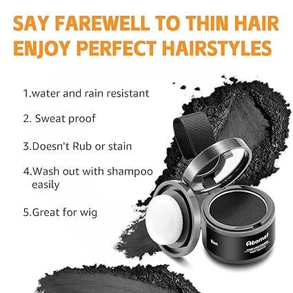 AMGZLE AMGZLE Natural Hairline Powder Hair Shading Sponge Pen Shadow Stick Quick Root Eyebrow Stamp Cover Up Touchup for Men and Women Instantly Conceals loss Bald Spots Instantly Resistant Stain Proof 5g Black - Image 4