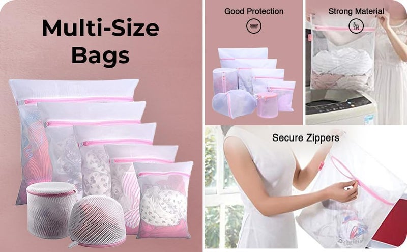 Caltero 7 Piece Set Mesh Laundry Bag for Wash Machine Laundry Clothes Washing Bags for Blouse Bra Hosiery Stocking Underwear Lingerie Saver Mesh Net2025 - Image 3