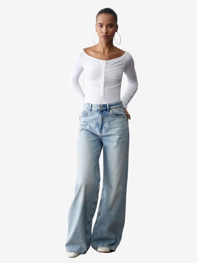 Dilvin DILVIN Slim-fit Boat Neck Bodysuit Blouse