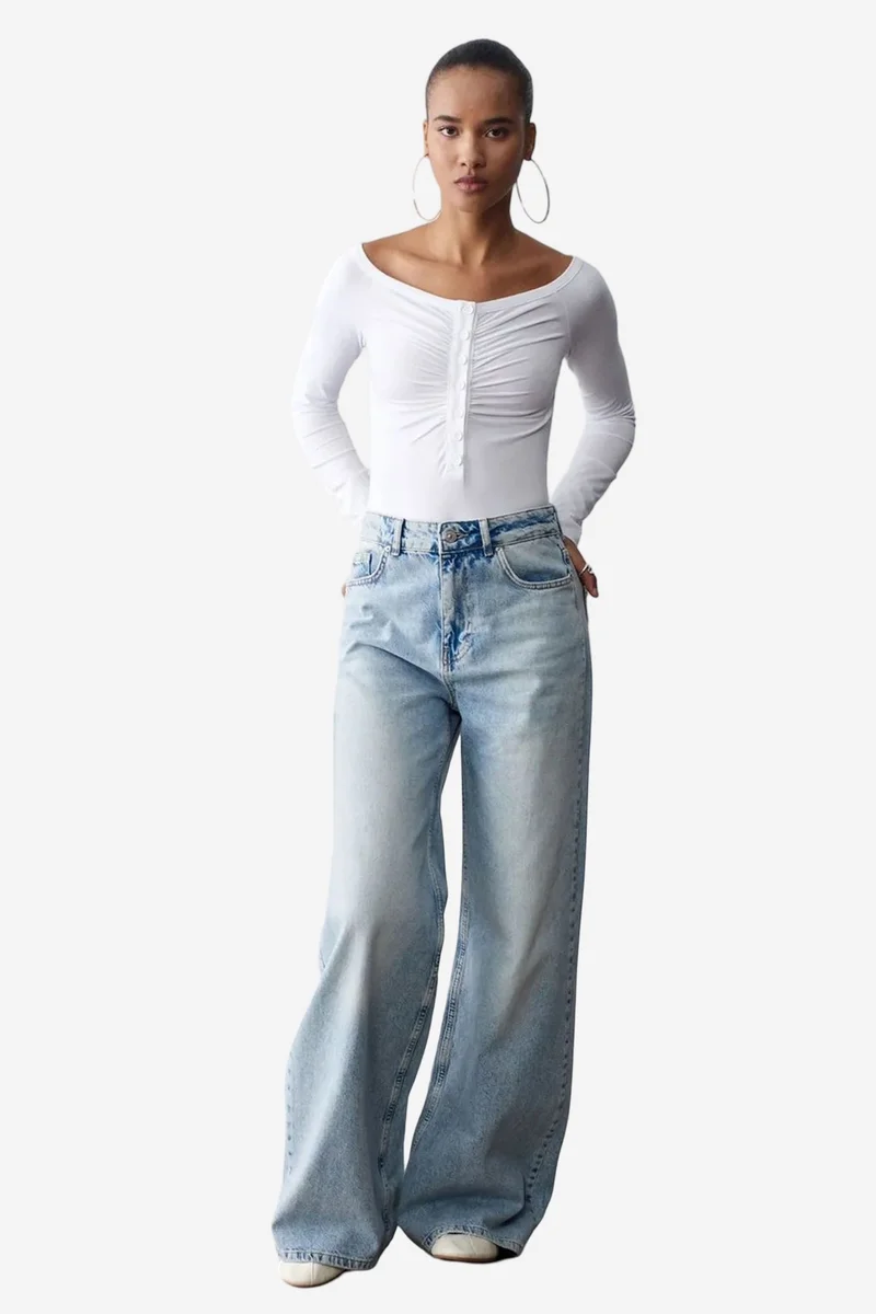 Dilvin White DILVIN Slim-fit Boat Neck Bodysuit Blouse for Women | Best Price UAE