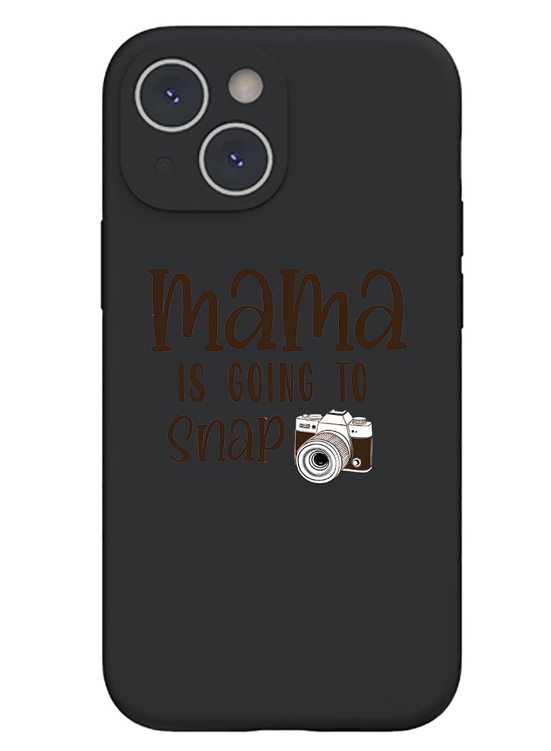 Theodor Protective Slim Fit Case Liquid Silicone Cover with Full Body Protection Anti-Scratch Shockproof Case For iPhone 15 Plus Black - Mama is going to snap black - Image 1