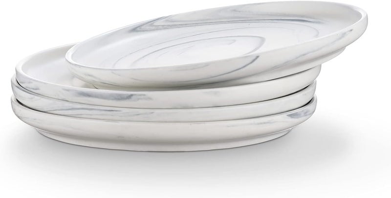 Stone lain Brighton Porcelain Plates 4 Count Marbled White and Grey - Image 2