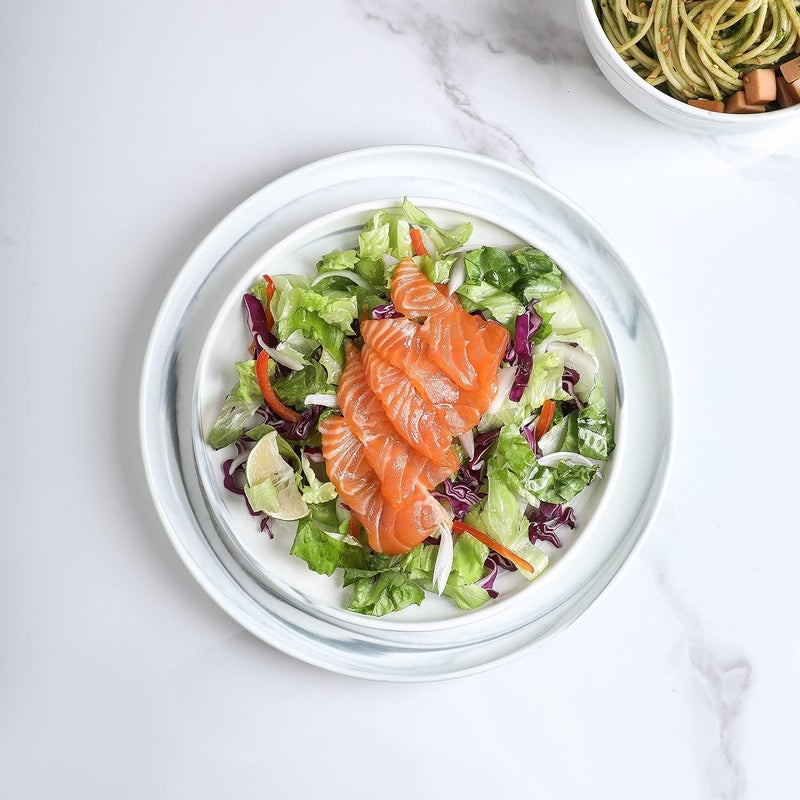 Stone lain Brighton Porcelain Plates 4 Count Marbled White and Grey - Image 5