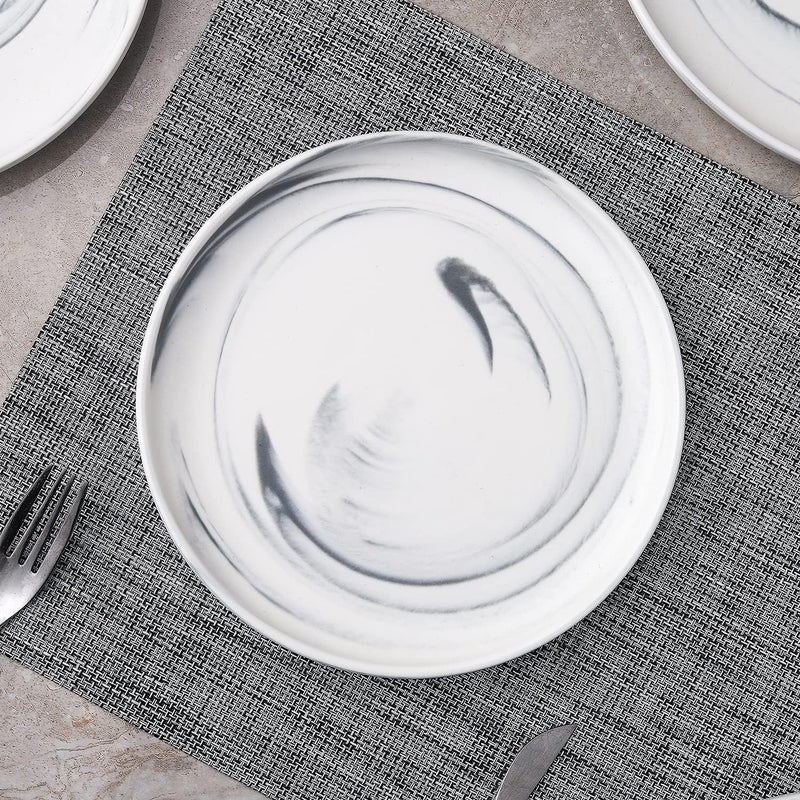 Stone lain Brighton Porcelain Plates 4 Count Marbled White and Grey - Image 4